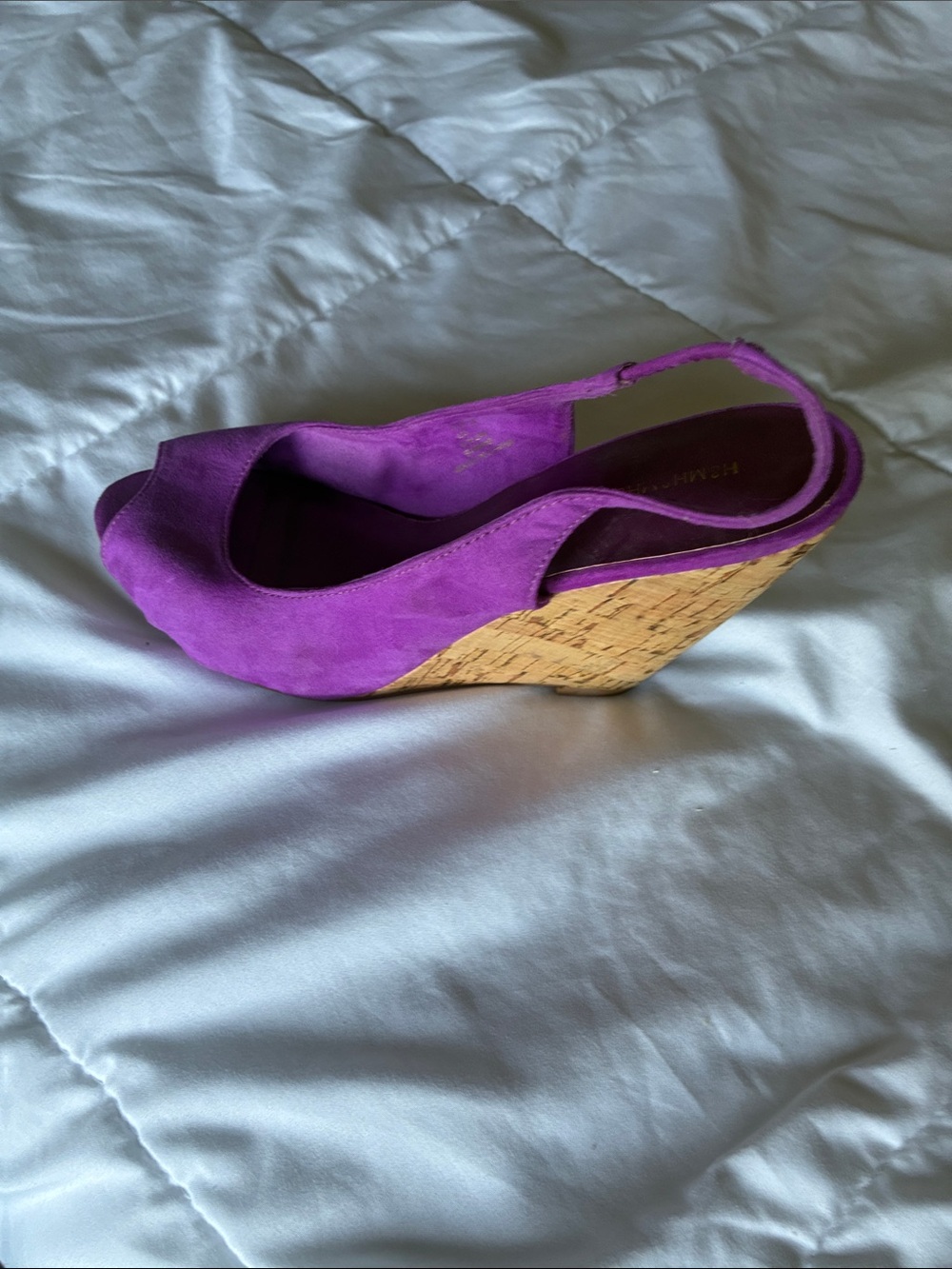 H&M Purple Suede Cork Wedge Slingback - Women